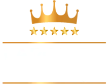 Logotipo invertido do Largo da Cachaça com coroa dourada sobre fundo claro