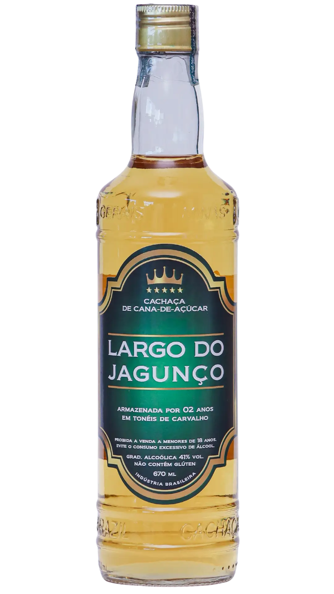 Garrafa de Cachaça Largo do Jagunço armazenada 2 anos em tonéis de carvalho 670 ml