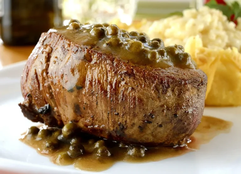 Steak au Poivre Vert flambado na cachaça premium